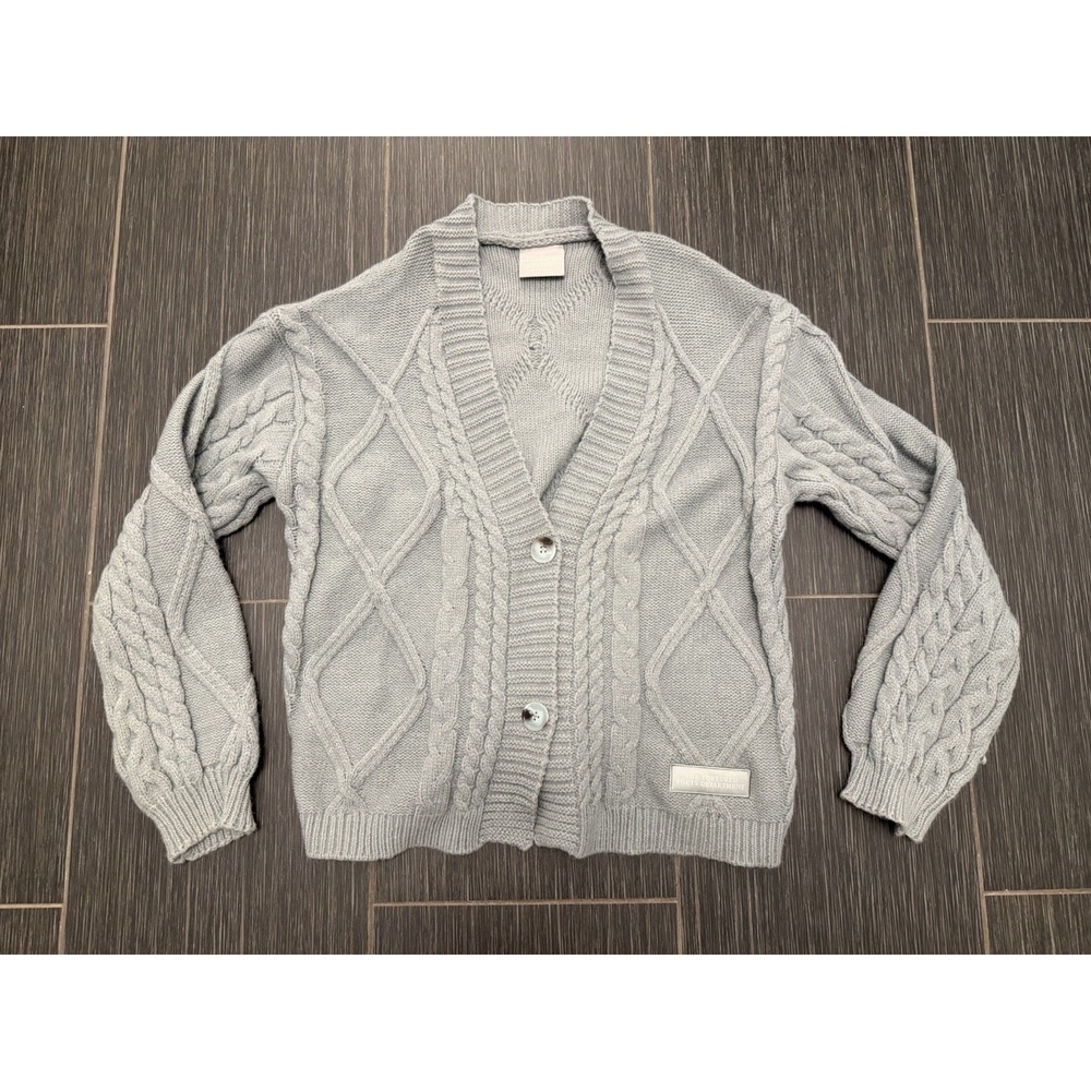 Taylor Swift The Tortured Poets Department Cardigan Gray M/L Merch Cable Slouchy